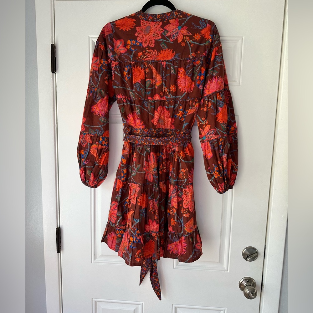FARM RIO FOR ANTHROPOLOGIE SIZE‎ S SMALL PETITE Button-Front Dress FLORAL BELT - Picture 7 of 7